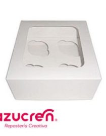 Caja 4 Cupcakes C/Ventana Blanca Azucren